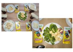 Пятница. "Неделя витаминизации" В рацион добавили: Киви, Коктейль молочный "Вологоша", Сыр, Шоколад молочный "Лёвушка"